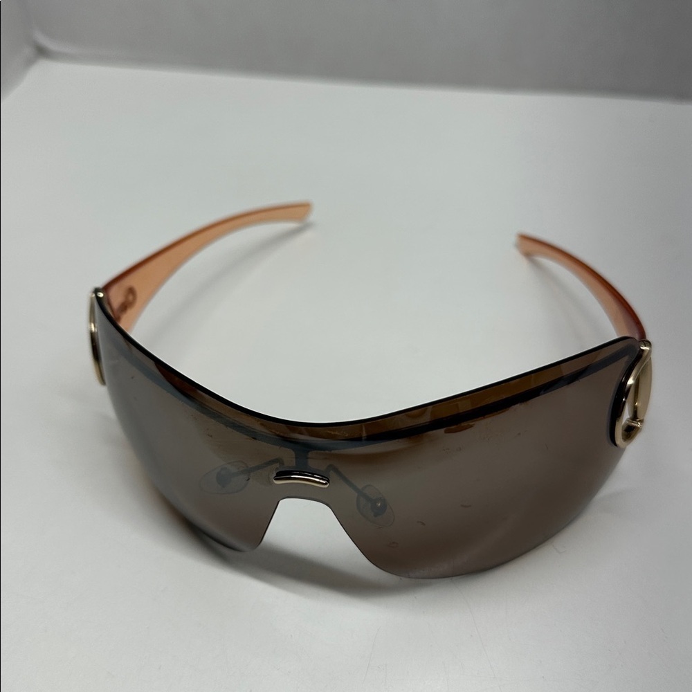Gucci Strass Horsebit Sunglasses‎ Shield Tinted Glasses Vintage Y2K 2000s Orange - Picture 4 of 11